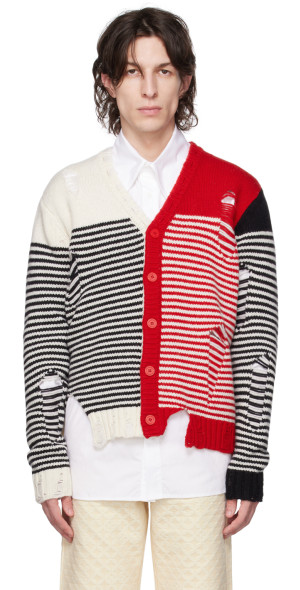 Charles Jeffrey LOVERBOY - White & Red Mega Shred Cardigan