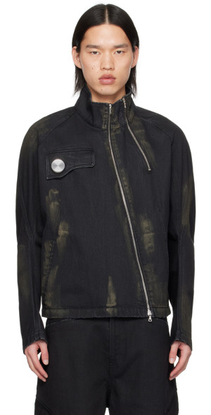 CMMAWEAR - Black Articulated Sleeve Denim Jacket