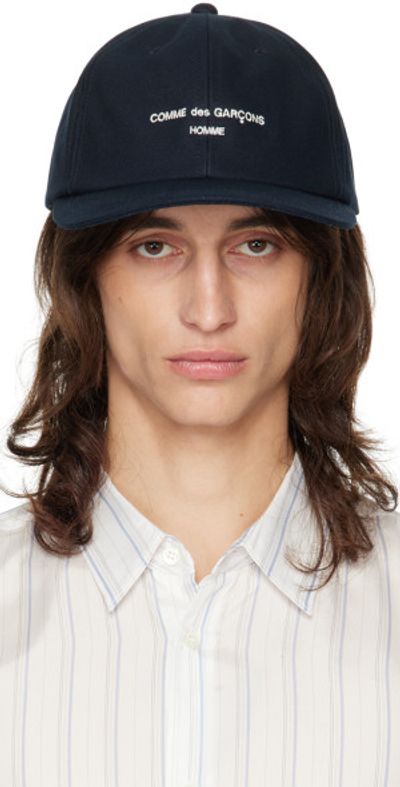 Comme des Garçons Homme Navy Embroidered-Logo Cap