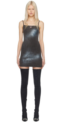 Diesel D-Annah-B Dark Green Jersey Dress - Rayon Polyester Blend, Semi-Lined