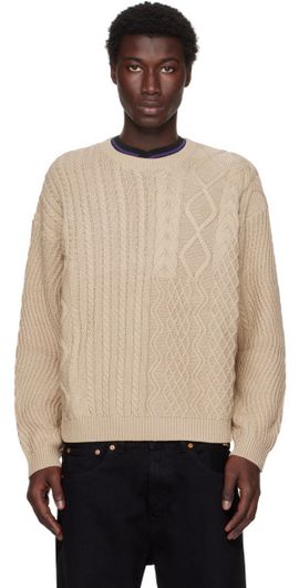 Dime Dime Beige Mixed Cable Knit Sweater