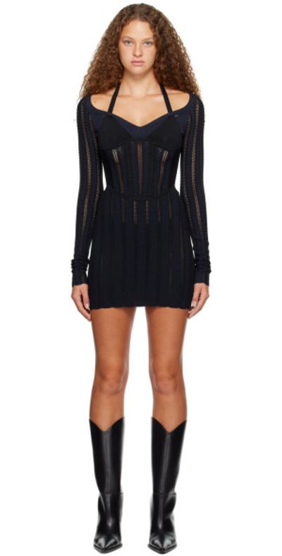 Dion Lee Dion Lee Black & Navy Snakeskin Column Minidress