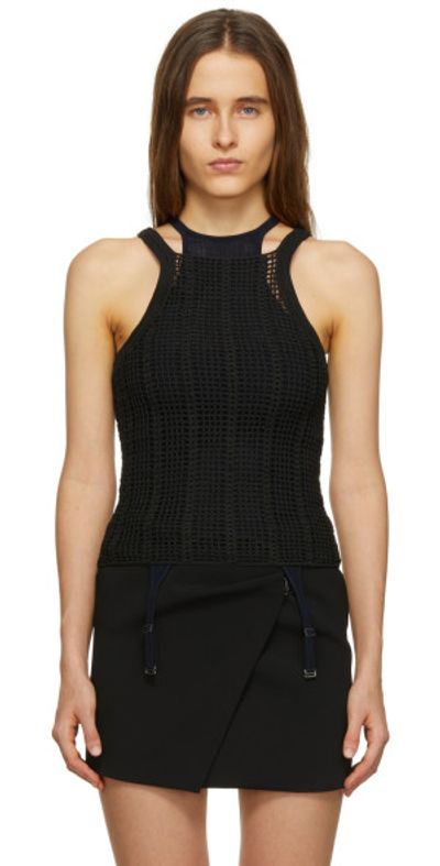 Dion Lee Dion Lee Black Open Crochet Tank Top