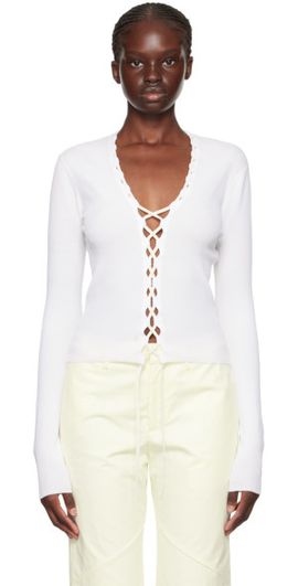 Dion Lee Dion Lee Off-White Bichrome Cardigan