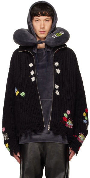doublet DARNING CUT OFF DRIVERS KNIT S 黒 DARNING Darning Drivers