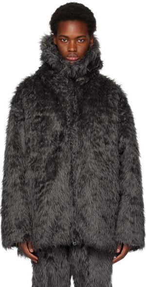 Doublet - Gray Animal Faux-Fur Jacket