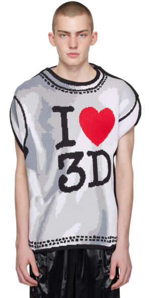 doublet TWO-DIMENSIONAL \"I♡3D\" T-SHIRT Doublet - White Two-Dimensional 'I♡3D' T-Shirt