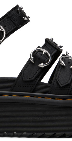 Dr. Martens - Black Blaire Piercing Leather Platform Sandals