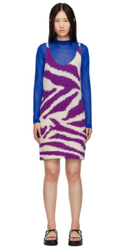 Dries Van Noten - Purple & White Zebra Minidress