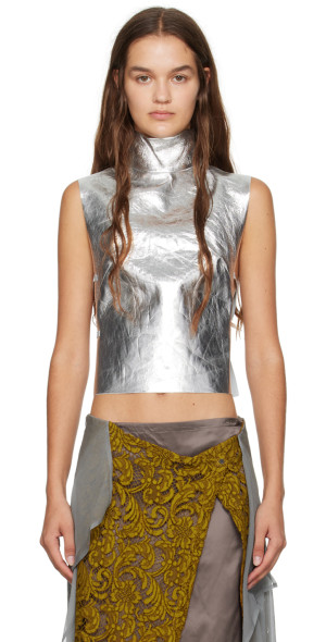 Dries Van Noten - Silver Mock Neck Tank Top
