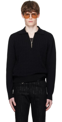 トップス ERNEST W. BAKER Hearts knit cardigan S Ernest W. Baker - SSENSE Exclusive Black Hearts Cardigan