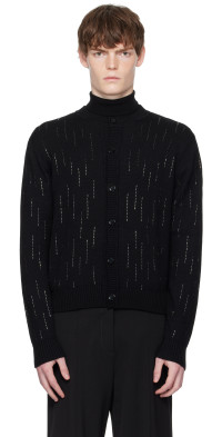 トップス ERNEST W. BAKER Hearts knit cardigan S Ernest W. Baker - SSENSE Exclusive Black Hearts Cardigan