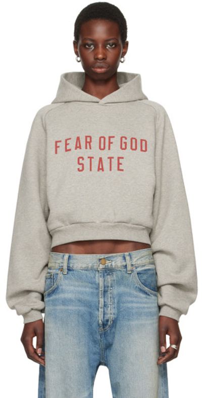 Fear of God ESSENTIALS Gray Cropped Hoodie