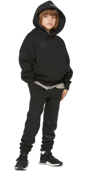 Fear of God ESSENTIALS - Kids Black Fleece Pullover Hoodie