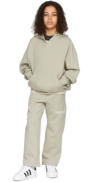Fear of God ESSENTIALS - Kids Green Waffle Henley Hoodie