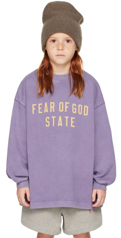 Fear of God ESSENTIALS - Kids Purple Heavy Long Sleeve T-shirt