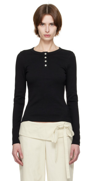 FLORE FLORE JESS LONGSLEEVE ブラック3087 FLORE FLORE - Black Jess Longsleeve Henley