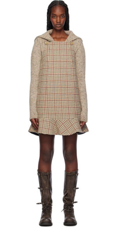 GANNI - Beige Check Minidress