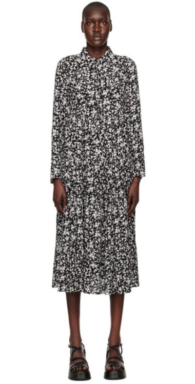 GANNI - Black Floral Midi Dress
