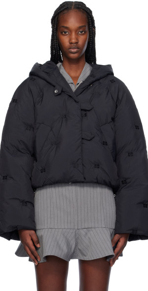 GANNI Mix Puffer Hooded Short Jacket