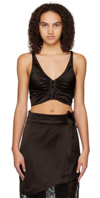 GANNI GANNI Brown Criss-Cross Camisole