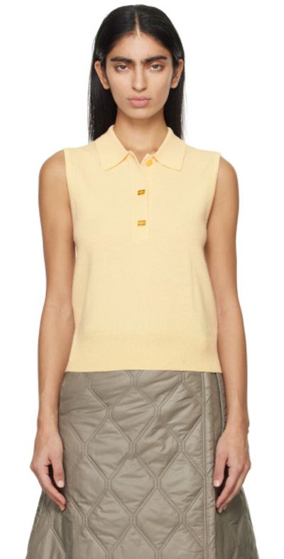 GANNI GANNI Off-White Spread Collar Polo
