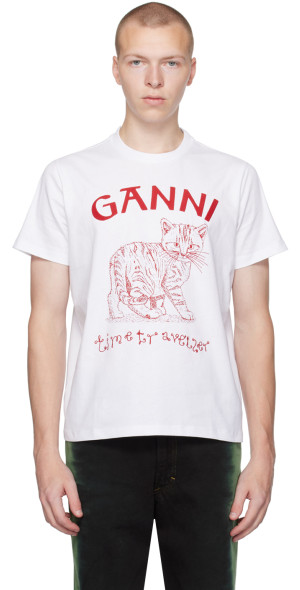 GANNI ホワイト Tシャツ 赤いグラフィック GANNI - White Future T-Shirt