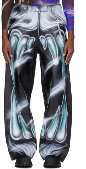 Gerrit Jacob - SSENSE Exclusive Black & Blue Leather Pants