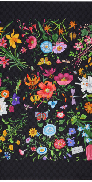 Gucci - Black Floral Scarf