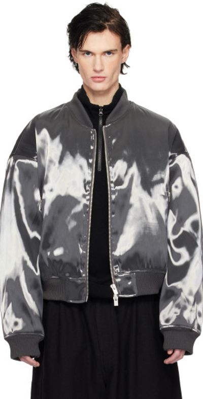 HELIOT EMIL - SSENSE Exclusive Silver Liquid Metal Bomber Jacket