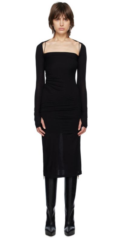 Helmut Lang Helmut Lang Black Scala Midi Dress