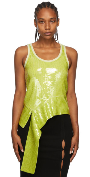 希少！　HELMUT LANG 変形タンクトップ Helmut Lang - Green Sequinned Tank Top