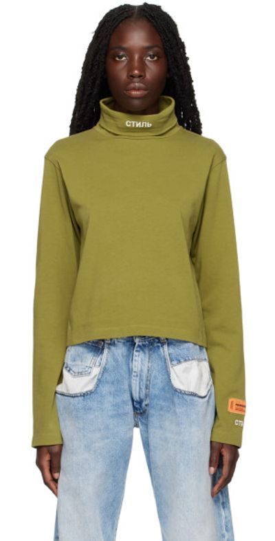 Heron Preston Khaki Embroidered Turtleneck