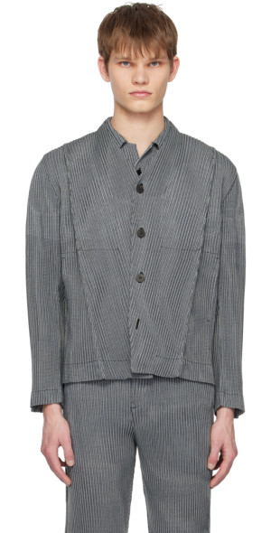 HOMME PLISSÉ ISSEY MIYAKE - Gray Leno Stripe Shirt