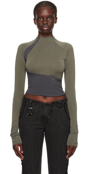 Hyein Seo - Khaki Paneled Long Sleeve T-Shirt