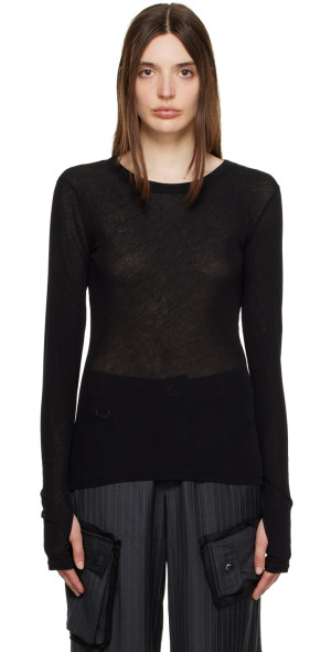 INSCRIRE - Black Cutout Long Sleeve T-Shirt