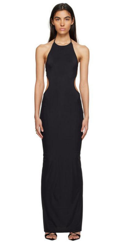 slim fit dress slacks Leau Hart Halter Corset Midi Dress in Black at Nordstrom, Size X-Large main image 0