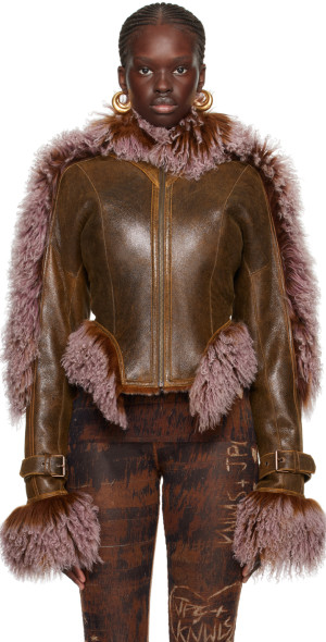 Jean Paul Gaultier - Brown & Purple KNWLS Edition Leather Jacket