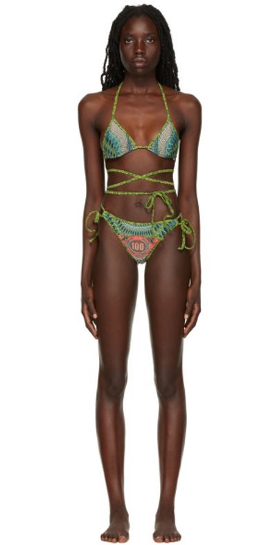 Bikini 2 Pièces Jean Paul Gaultier ☀️ Motif Soleil & Jungle Multicolore - Taille 44 - Occasion Rare
