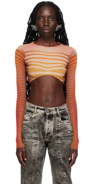 Jean Paul Gaultier - Pink 'The Body Morphing Crop' Long Sleeve T-Shirt