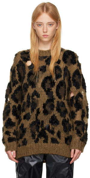 22aw✨JUNYA WATANABE レオパードニット Junya Watanabe - Beige Leopard Sweater