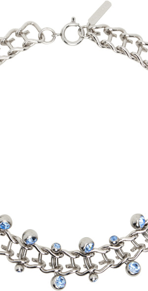 Justine Clenquet - SSENSE Exclusive Silver & Blue Mindy Necklace