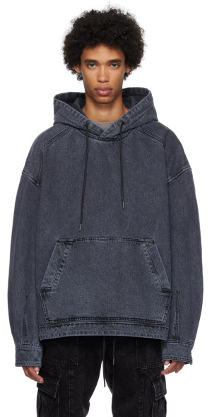 Juun.J Juun.J Gray Faded Denim Hoodie