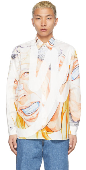 JW Anderson - White & Orange Pol Anglada Edition Logo Appliqué Shirt
