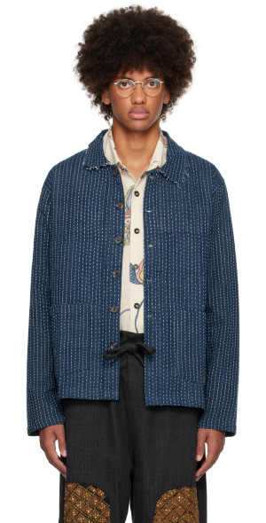 Kartik Research - Blue Kantha Cropped Jacket