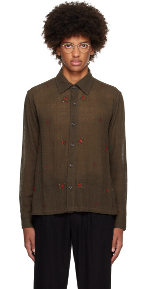 Kartik Research - Brown Box Hand Embroidery Shirt