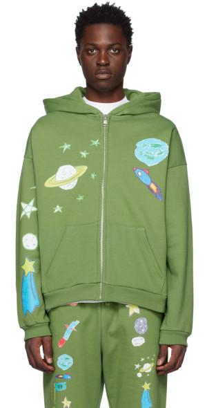 Kids Worldwide - Green All Over Space Hoodie