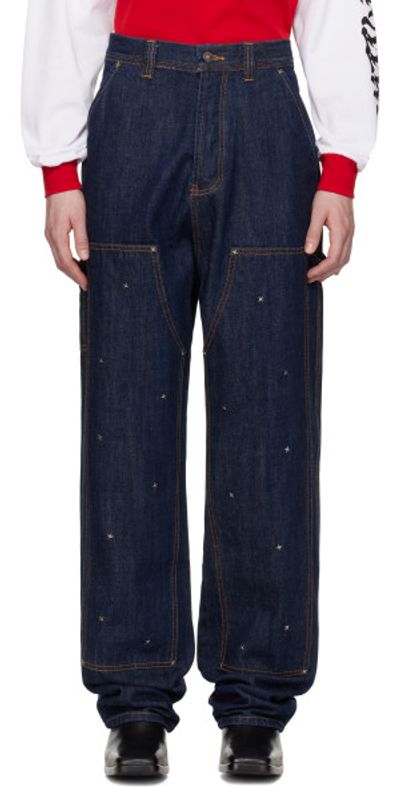 KUSIKOHC KUSIKOHC Navy Workwear Multi Rivet Jeans
