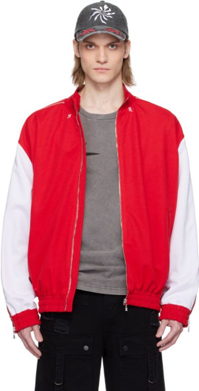 KUSIKOHC KUSIKOHC Red & White Full Zip Fleece Track Jacket