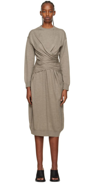 【送料&関税込】Lemaire Chemisier Midi Dress LEMAIRE Gray Wrap Midi Dress Lemaire